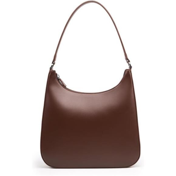 Trendy Faux Leather Shoulder Purse Coffee - Picture 1 of 6